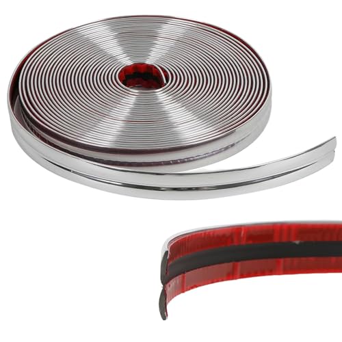 WZERHO Flexible Zierleiste Selbstklebend Silber Zierleisten Selbstklebend Wand Chromleiste Kantenschutz Selbstklebend Tischkantenschutz,für Wohnzimmer, Schlafzimmer, Küche, Badezimmer von WZERHO