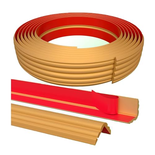 WZERHO 5mx2cm Zierleisten Selbstklebend Gold Wandleisten Selbstklebend Eckleiste Selbstklebend Viertelstab,für Tischkante,Türrahmen,Wand,Fußleiste von WZERHO