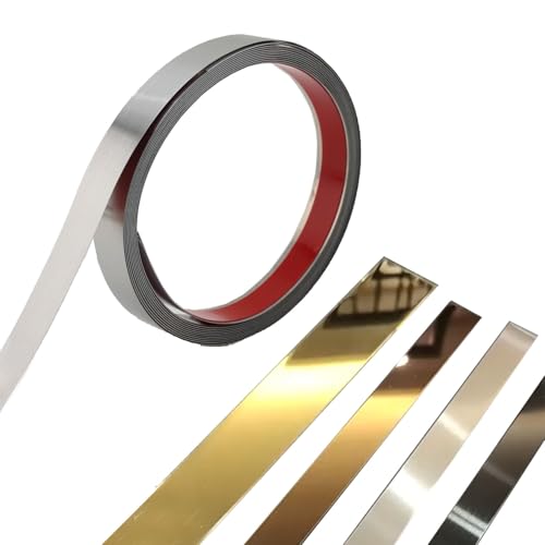 WZERHO Flexible Zierleiste Selbstklebend Wandleisten Selbstklebend ZierleistenSelbstklebend für Wand,Spiegel,Möbeldekor Silber 10mx1cm A von WZERHO