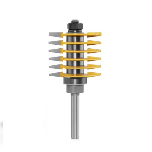 WZFC 1pc 2 Teeth Adjustable Finger Joint Router Bit Tenon Cutter Industrial Grade For Wood Tool,8mm Schaft von WZFC
