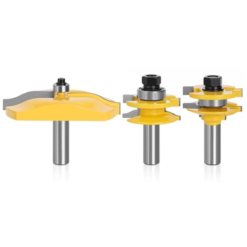 WZFC 3pcs Door Panel Cabinet Tenon Router Bit Set Milling Cutter For Woodworking Cutters Cutting Tools,12,7 Mm Schaft von WZFC