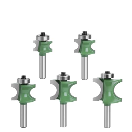 WZFC 5 Stcs 8mm Schaftbullnose Halbrunde Bit Endmill Router Bits Holz 2 Flötenlager Holzbearbeitungswerkzeug von WZFC