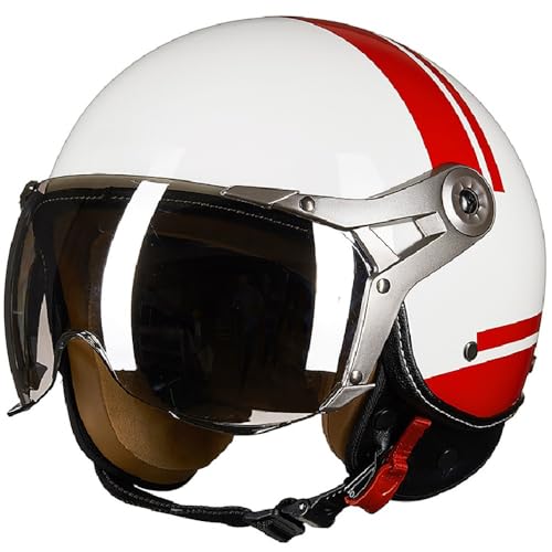 WZGGTEAM Vintage Jet-Helm mit Visier, Retro Motorrad-Helm Roller-Helm Scooter-Helm für Herren und Damen, ECE-Zertifizierung Moped Mofa-Helm Chopper Vespa Pilot Biker Helmet WZGGTEAM Vintage Jet-Helm mit Visier, Retro Motorrad-Helm Roller-Helm Scooter-Helm für Herren und Damen, ECE-Zertifizierung Moped Mofa-Helm Chopper Vespa Pilot Biker Helmet von WZGGTEAM