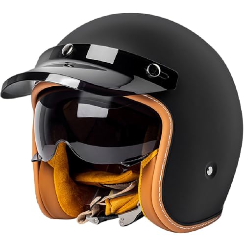 WZGGTEAM Vintage Motorrad Jet Helm mit Visier, ECE/DOT genehmigt Crash Jet Helm, Motorrad Open Face Helm, für Männer Frauen Road Legal, Retro 3/4 Open Face Design WZGGTEAM Vintage Motorrad Jet Helm mit Visier, ECE/DOT genehmigt Crash Jet Helm, Motorrad Open Face Helm, für Männer Frauen Road Legal, Retro 3/4 Open Face Design von WZGGTEAM
