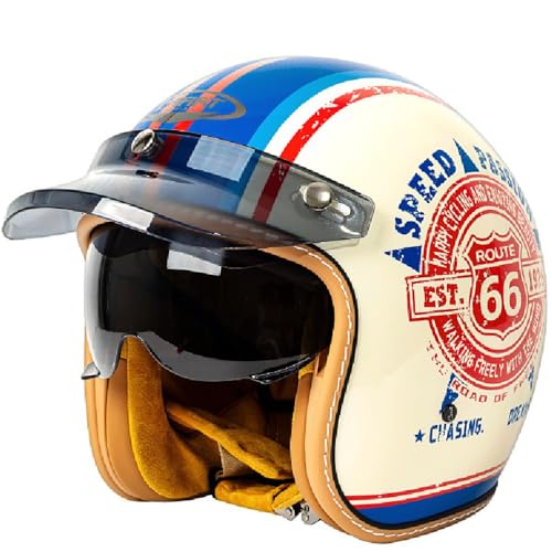 WZGGTEAM Vintage Motorrad Jet Helm mit Visier, ECE/DOT genehmigt Crash Jet Helm, Motorrad Open Face Helm, für Männer Frauen Road Legal, Retro 3/4 Open Face Design WZGGTEAM Vintage Motorrad Jet Helm mit Visier, ECE/DOT genehmigt Crash Jet Helm, Motorrad Open Face Helm, für Männer Frauen Road Legal, Retro 3/4 Open Face Design von WZGGTEAM
