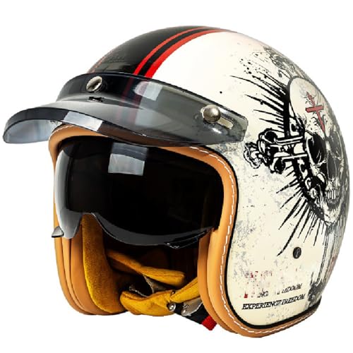 WZGGTEAM Vintage Motorrad Jet Helm mit Visier, ECE/DOT genehmigt Crash Jet Helm, Motorrad Open Face Helm, für Männer Frauen Road Legal, Retro 3/4 Open Face Design WZGGTEAM Vintage Motorrad Jet Helm mit Visier, ECE/DOT genehmigt Crash Jet Helm, Motorrad Open Face Helm, für Männer Frauen Road Legal, Retro 3/4 Open Face Design von WZGGTEAM