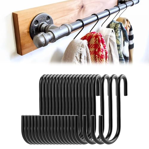 S-Haken, 20 Stück Edelstahl-Fleischhaken, 6,5 cm großer S-förmiger Haken, multifunktional und zum Aufhängen von Kleidung und Handtüchern für Zuhause, Küche, Werkstatt, Büro, Bad und Schlafzimmer von WZHHDM