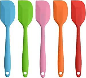 Teigschaber Set, 5 Stück Set Spachtel Silikon, hitzebeständige Backlöffel Silikon Spachtel mit Metallkern Hitzebeständig bis 500°F für Kochen und Backen von WZHHDM