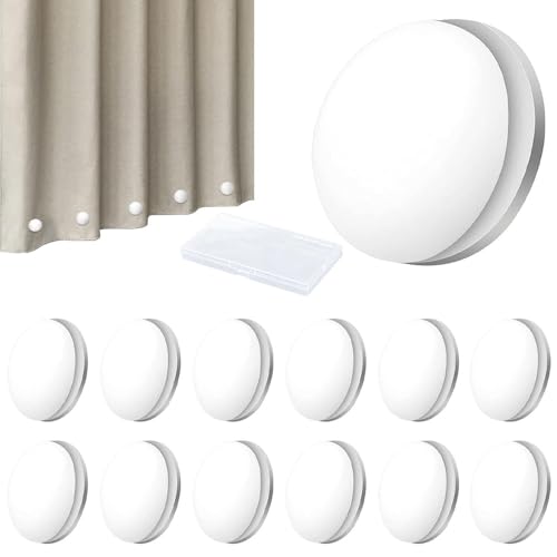 WZHHDM Vorhang Gewichte, 12 Paar Duschvorhang Gewichte, Runde Magnetische Vorhang Gewichte Gardinenbeschwerer Duschvorhang Beschwerer für Gardinen Tischdecken Duschvorhang（Weiß） von WZHHDM