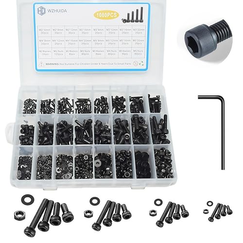 WZHUIDA 1080 Stück M2 M3 M4 M5 Schrauben Set, Schwarz Metrisch Zylinderkopfschrauben Innensechskant Schrauben Muttern und Unterlegscheiben Sortiment Set, Gewindemaschinen Sechskantschrauben WZHUIDA 1080 Stück M2 M3 M4 M5 Schrauben Set, Schwarz Metrisch Zylinderkopfschrauben Innensechskant Schrauben Muttern und Unterlegscheiben Sortiment Set, Gewindemaschinen Sechskantschrauben von WZHUIDA