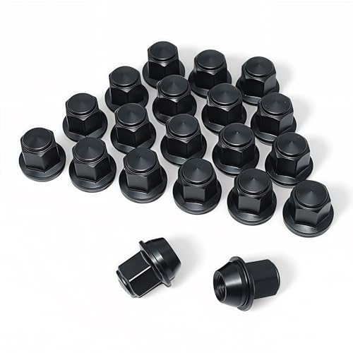 WZHUIDA 20 Radmuttern Kegelbund 60° M12 x 1,5 X 32, Kompatibel Mit Ford Focus Fusion Fiesta Fabrikräder, OEM Original Einteilige Chrom-Radmuttern (Schwarz) von WZHUIDA