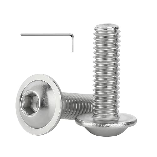 WZHUIDA 20 Stück M8 x 40 mm Schrauben, Edelstahl Linsenkopf Schrauben mit Flansch, Vollgewinde Innensechsrund Flanschschrauben mit Schraubenschlüssel von WZHUIDA