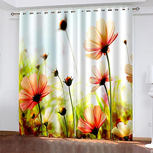 WZIKZFH Vorhang Blickdicht Verdunklungsvorhänge Mit Ösen Gardienen 2-Set Mode Blumen Pflanzen Thermovorhang Blickdicht Verdunkelungsvorhang Gardinen Schlafzimmer 1.7M X 2M von WZIKZFH