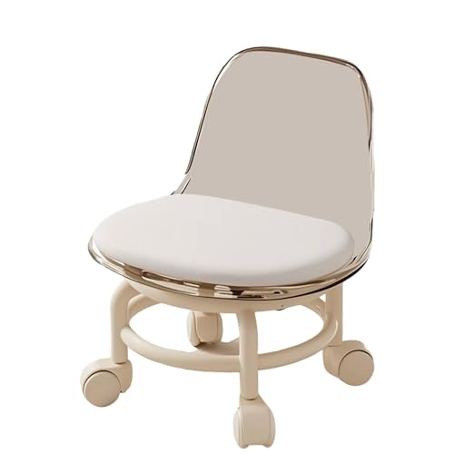 Acryl-Rollstuhl, niedriger Hocker mit Rückenlehnen-Umlenkrollen, ergonomischer niedriger Rollhocker for Zuhause, Büro, Wäscherei, Geschäft, Salon(Gray) von WZIRDCTWB