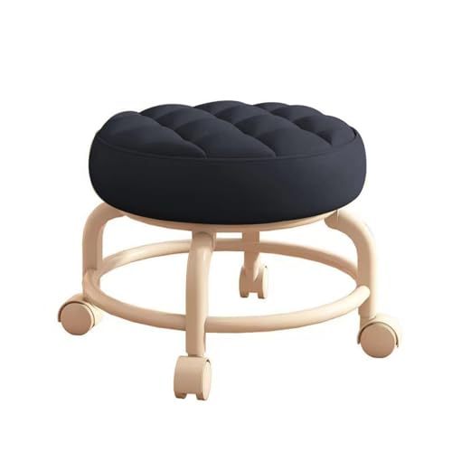 Kleiner Haushaltshocker mit Rollen, 360-Grad-Drehung, geeignet for die Hausreinigung, Garage, Außenbereich, Büro und Arbeitsfläche.(Black) von WZIRDCTWB
