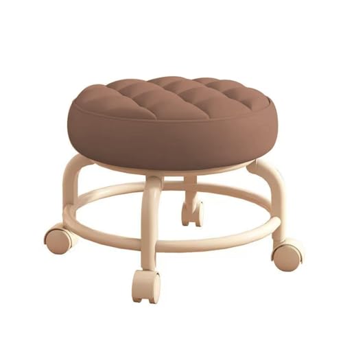 Kleiner Haushaltshocker mit Rollen, 360-Grad-Drehung, geeignet for die Hausreinigung, Garage, Außenbereich, Büro und Arbeitsfläche.(Brown) von WZIRDCTWB