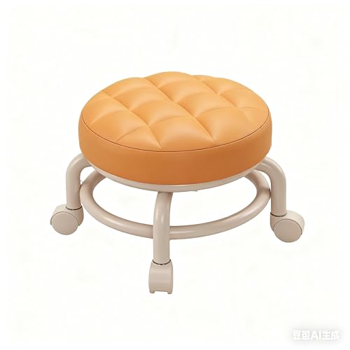 Kleiner Haushaltshocker mit Rollen, 360-Grad-Drehung, geeignet for die Hausreinigung, Garage, Außenbereich, Büro und Arbeitsfläche.(Orange) von WZIRDCTWB