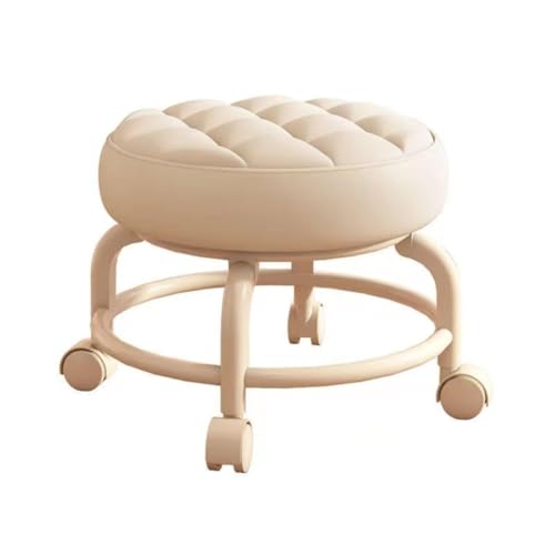 Kleiner Haushaltshocker mit Rollen, 360-Grad-Drehung, geeignet for die Hausreinigung, Garage, Außenbereich, Büro und Arbeitsfläche.(White) von WZIRDCTWB