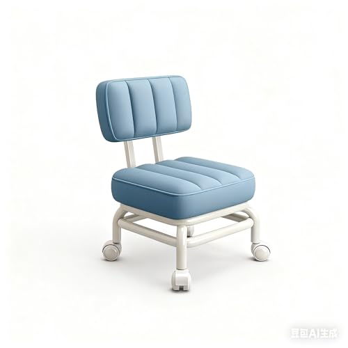 Niedriger Rollhocker mit Rückenlehne und Rollsitz, geeignet for Zuhause, Geschäft, Büro, Garage, Mechanikerwerkstatt, Autowerkstatt, Bibliothek, Nagelstudio(Blue) von WZIRDCTWB