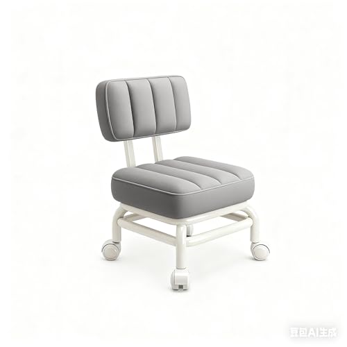 Niedriger Rollhocker mit Rückenlehne und Rollsitz, geeignet for Zuhause, Geschäft, Büro, Garage, Mechanikerwerkstatt, Autowerkstatt, Bibliothek, Nagelstudio(Gray) von WZIRDCTWB