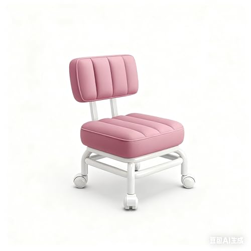 Niedriger Rollhocker mit Rückenlehne und Rollsitz, geeignet for Zuhause, Geschäft, Büro, Garage, Mechanikerwerkstatt, Autowerkstatt, Bibliothek, Nagelstudio(Pink) von WZIRDCTWB