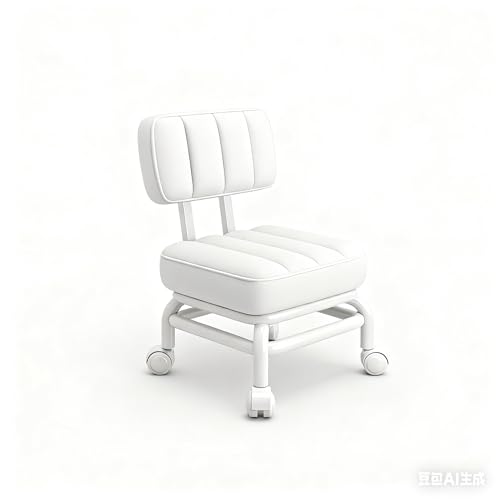 Niedriger Rollhocker mit Rückenlehne und Rollsitz, geeignet for Zuhause, Geschäft, Büro, Garage, Mechanikerwerkstatt, Autowerkstatt, Bibliothek, Nagelstudio(White) von WZIRDCTWB