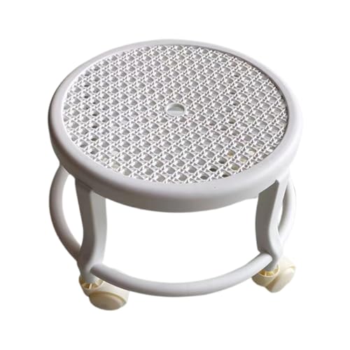 Universal-Hocker mit niedrigem Rad, geräuscharm, einteilig, ergonomischer Sattelhocker for den Haushalt, runder, niedriger Pedikürehocker, geeignet for Nagelstudios(Milk white) von WZIRDCTWB