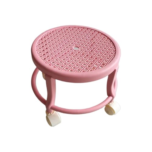 Universal-Hocker mit niedrigem Rad, geräuscharm, einteilig, ergonomischer Sattelhocker for den Haushalt, runder, niedriger Pedikürehocker, geeignet for Nagelstudios(Pale pink) von WZIRDCTWB