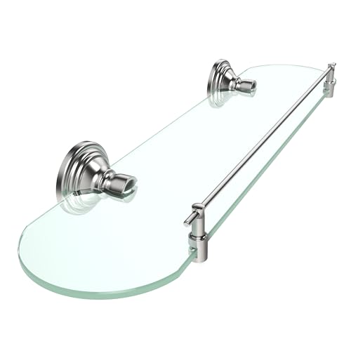 WZKALY Glasregal für Badezimmer, 50,8 cm, schwebende Glasregale für Wand, Duschglasregale mit Edelstahl-Leitschiene für Küche, Schlafzimmer, Wohnzimmer (gebürstetes Nickel) von WZKALY