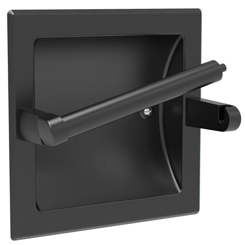WZKALY Mattschwarzer Toilettenpapierhalter für Normale Rollen, Schwarz schwenkbarer Toilettenpapierhalter Wandhalterung aus Metall, in Wand Toilettenpapierhalter Schwarz, Badezimmer Toilettenpapier WZKALY Mattschwarzer Toilettenpapierhalter für Normale Rollen, Schwarz schwenkbarer Toilettenpapierhalter Wandhalterung aus Metall, in Wand Toilettenpapierhalter Schwarz, Badezimmer Toilettenpapier von WZKALY
