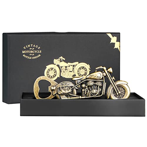 Valentinstag Geschenke für Männer, Vintage Motorrad Bier Flaschenöffner, Mit 10 Aufkleber, 1 Grußkarte, Vatertagsgeschenk Einzigartiges Biergeschenk geburtstagsgeschenk für ihn Papa Opa Ehemann Freund von WZLEMOM