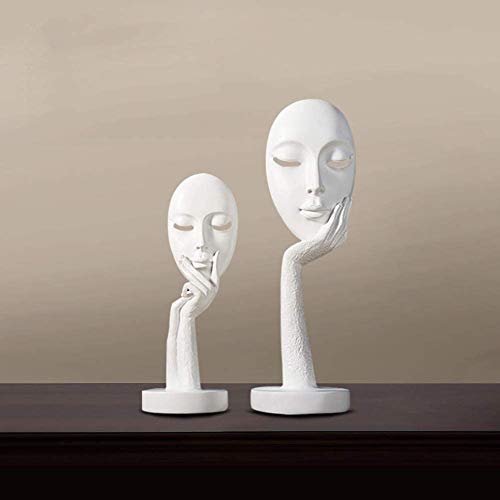 WZM Figurine Skulptur Moderne Minimalistischer Denker Maske Dekoration Heim Wohnzimmer TV Cabinet Office Kunsthandwerk (1 Große Und 1 Kleine) Garten (Color : A) von WZM