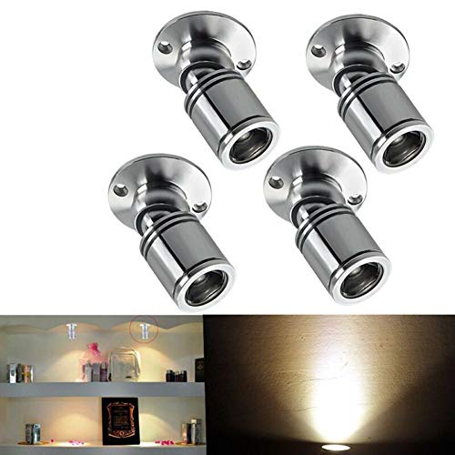 Audor LED Einbaustrahler Set 4er, 1W LED Deckenstrahler Schwenkbar Deckenspots Mini Einbauleuchte Aluminium Spots LED Set Warmweiß für Weinschrank/Schrank/Küche/Wohnzimmer-Silber [Energieklasse A+++] von Audor