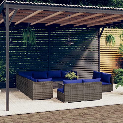 WZQWXHW 12-TLG. Garten-Lounge-Set mit Kissen Grau Poly Rattangartenmöbel,gartenmöbel setAdatto per Giardini e altre aree ricreative von WZQWXHW