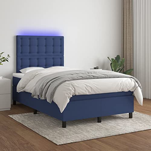 WZQWXHW Boxspringbett mit Matratze & LED Blau 120x200 cm StoffBetten,BettrahmenGeeignet für Schlafzimmer und andere Ruhestätten von WZQWXHW