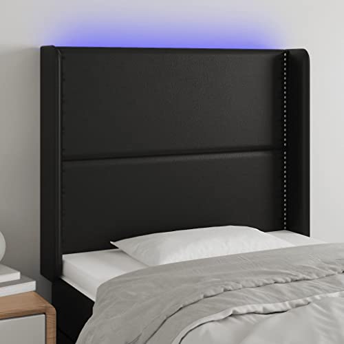 WZQWXHW LED Kopfteil Schwarz 83x16x118/128 cm KunstlederKopfteile,FußteileHochwertiges Kopf- und Fußteil für ultimativen Komfort und Entspannung - die perfekte Ergänzung zu einem Bett von WZQWXHW