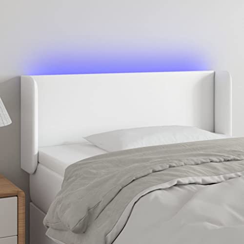 WZQWXHW LED Kopfteil Weiß 93x16x78/88 cm KunstlederKopfteile,FußteileHochwertiges Kopf- und Fußteil für ultimativen Komfort und Entspannung - die perfekte Ergänzung zu einem Bett von WZQWXHW