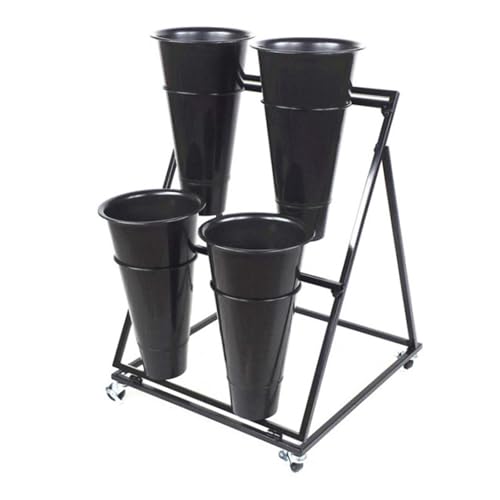 Mehrschichtiger Blumenständer mit Eimern, Beweglicher Blumenregal Aus Metall mit Rädern, Blumenleiter Geeignet for Terrassengärten, Hochzeiten, Brautpartys und Veranstaltungen(Black Bucket,2 x 2 layer von WZSMZKHF