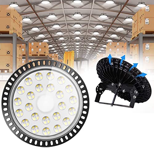 WZTO 100W LED UFO Industrielampe, 10000LM LED Hallenstrahler, SMD 2835 LED High Bay Licht mit Kaltweiß 6000-6500K, Abstrahlwinkel 120° für Deckenleuchte, Hallenbeleuchtung, Werkstattbeleuchtung von WZTO