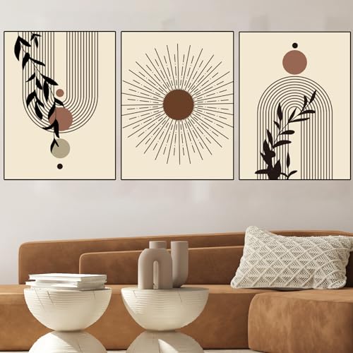 WZXGHE 3 Ser Abstrakte Poster Set,Geometrische Pflanze Kunstdruck Poster Set,Moderne Wohnzimmer Schlafzimmer Deko Poster, Ungerahmt (A,3x20x30cm) von WZXGHE