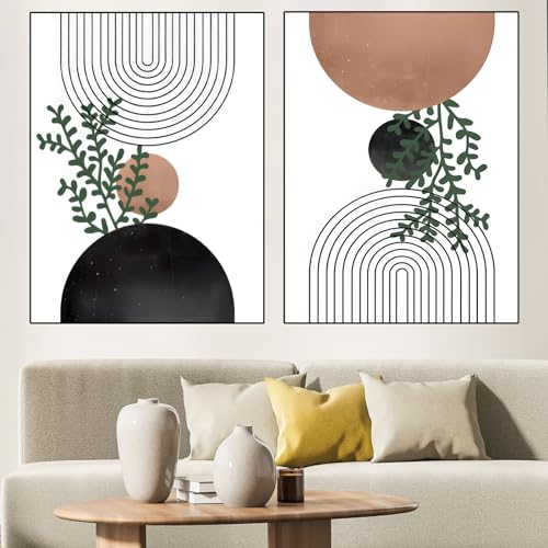 WZXGHE Abstrakte Leinwand Bilder,Modernes Boho Pflanzen Poster set,Für Schlafzimmer,Wohnzimmer,Esszimmer Büro Deko,Unframed (B, 2x60x90cm, Ungerahmt) von WZXGHE