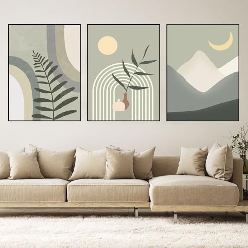 WZXGHE Abstraktes Bild,Aesthetic Grüne Pflanze Bilder,bohemian Poster Set,Moderne Grünpf Pflanzemuster Wand Bilder, Wohnzimmer Schlafzimmer Deko Poster, Ungerahmt (B, 3x30x40cm, Ungerahmt) von WZXGHE