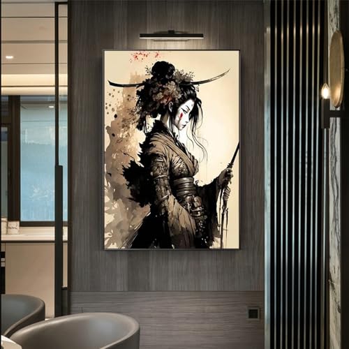 WZXGHE Japanische Samurai Poster, Frau Samurai Portrait Kunstdruck Poster,Modernes Wohnzimmer Schlafzimmer Wand Dekorative Bilder Unframed (A,30x40cm) von WZXGHE