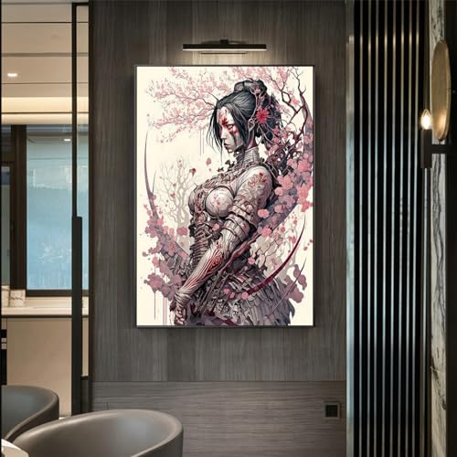 WZXGHE Japanische Samurai Poster, Frau Samurai Portrait Kunstdruck Poster,Modernes Wohnzimmer Schlafzimmer Wand Dekorative Bilder Unframed (D,50x70cm) von WZXGHE