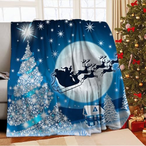 WZXGHE Weihnachtsdecken,Flauschig Und Weich Weihnachts Flanell Kuscheldecke,Für Teens Erwachsene Weihnachtsdecke Sofa (Weihnachtsbaum, 150x200cm) von WZXGHE