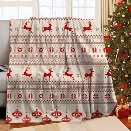 WZXGHE Weihnachtsdecken,Flauschig Und Weich Weihnachts Flanell Kuscheldecke,Für Teens Erwachsene Weihnachtsdecke Sofa (Weihnachtselch, 150x200cm) von WZXGHE