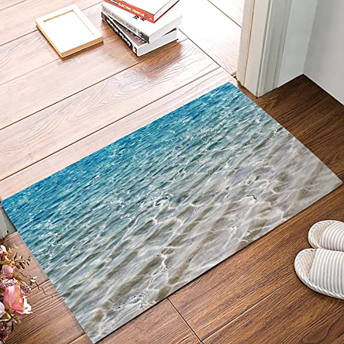 WZXKR Fußmatte Blau Geriffelte Sand-Strand-Meer-Fußmatten-Küchenboden-Badezimmer-Eingangs-Teppich-Matte-Innenbadezimmer-rutschfeste Eingangs-Fußmatte Waschbare Fußmatte von WZXKR