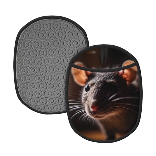 2 x gemusterte Silikon-Topfmatte mit Rattenkopf (1/2er-Pack), hochtemperaturbeständig und rutschfest, geeignet zum Grillen, Backen usw. von WZYCWB