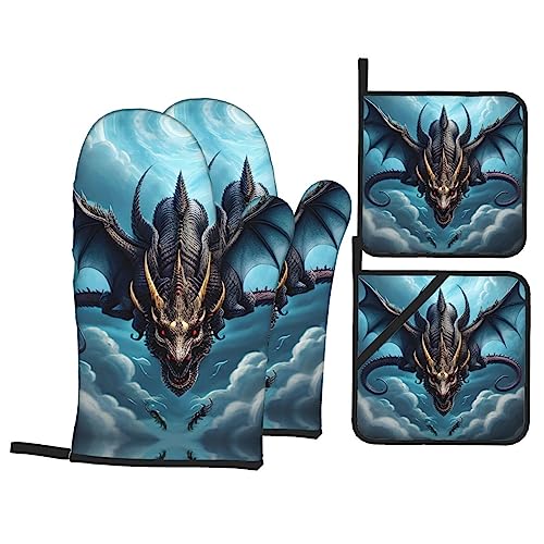 260.0 °C Hochtemperaturbeständige Backhandschuhe Topflappen, fliegende Drachenhandschuhe Topflappen Topfdeckelhalter 4-teiliges Set BBQ Party Kochen Ofen 260.0 °C Hochtemperaturbeständige Backhandschuhe Topflappen, fliegende Drachenhandschuhe Topflappen Topfdeckelhalter 4-teiliges Set BBQ Party Kochen Ofen von WZYCWB