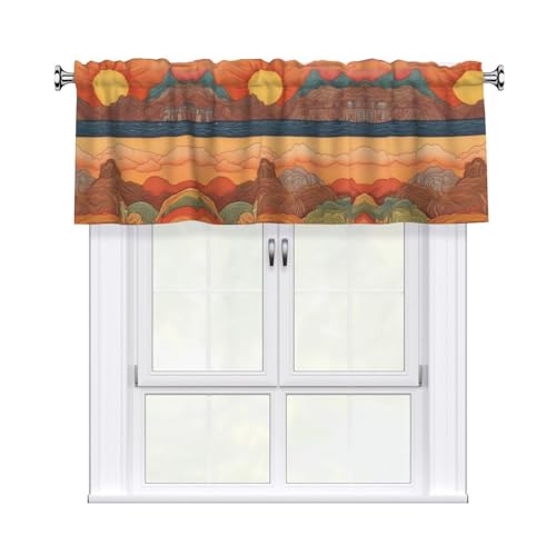 Abstrakter Vorhang mit Bergen und Meer, bedruckt, 137,2 x 45,7 cm, geeignet für Türen, Fenster, Trennwände und Erkerfenster Abstrakter Vorhang mit Bergen und Meer, bedruckt, 137,2 x 45,7 cm, geeignet für Türen, Fenster, Trennwände und Erkerfenster von WZYCWB